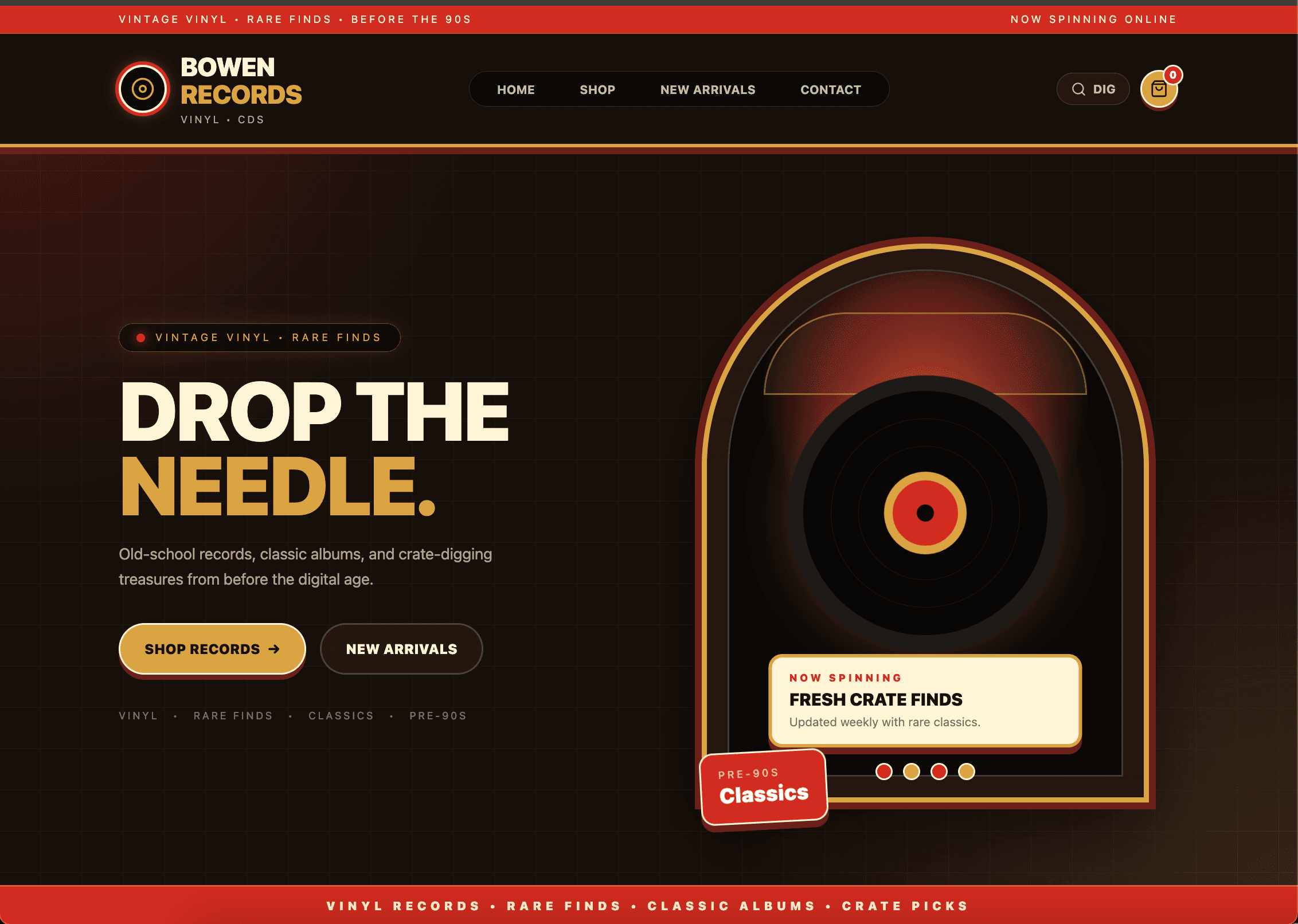 Record Store website preview